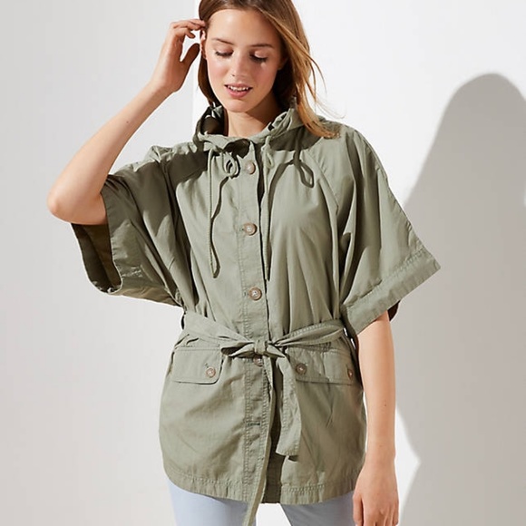 LOFT Jackets & Blazers - • loft • lightweight hooded poncho jacket